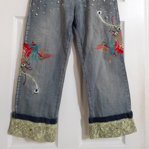 Unique Vintage Rhinestone Pearl Jeans - Picture 3 of 4